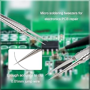 Micro soldering tweezers for electronics repair