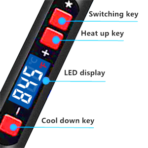 With on/off switch, temperature adjustment and LCD display