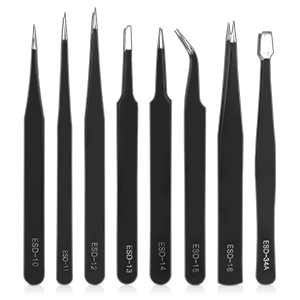 Precision Tweezers Set,Anti-Static ESD Tweezers Set, Non-Magnetic Stainless Steel Curved Tweezers