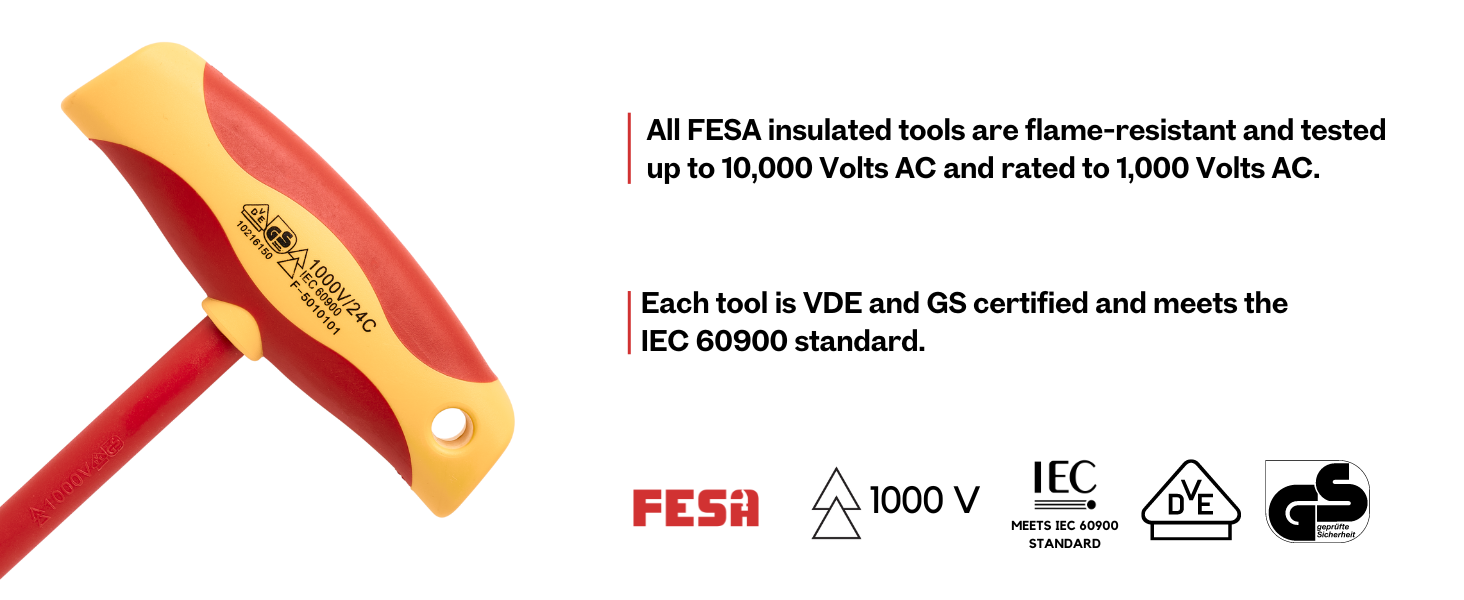 infographic with text about FESA insulated tools meeting certifications