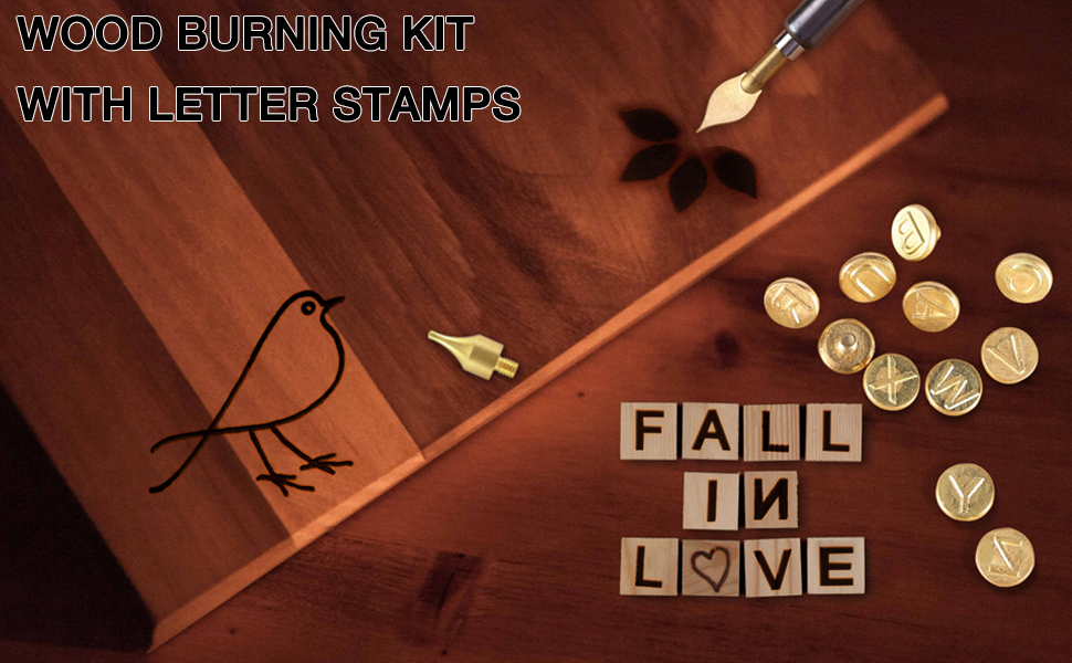 2025 New Wood Burning Kit with Letter Stamps,