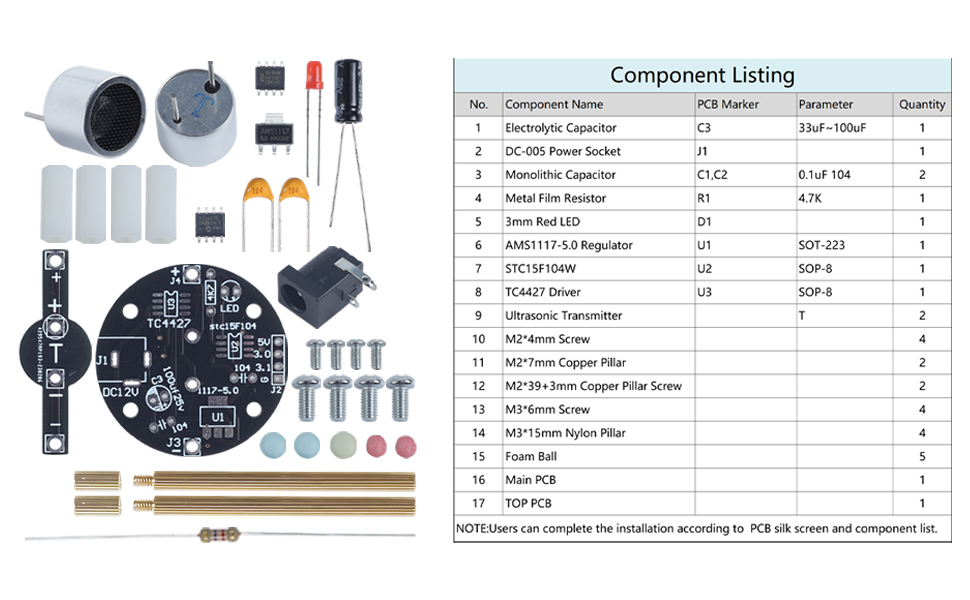 please check the component list to ensure that there are no missing or damaged parts.