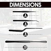 Dimensions of each tweezer