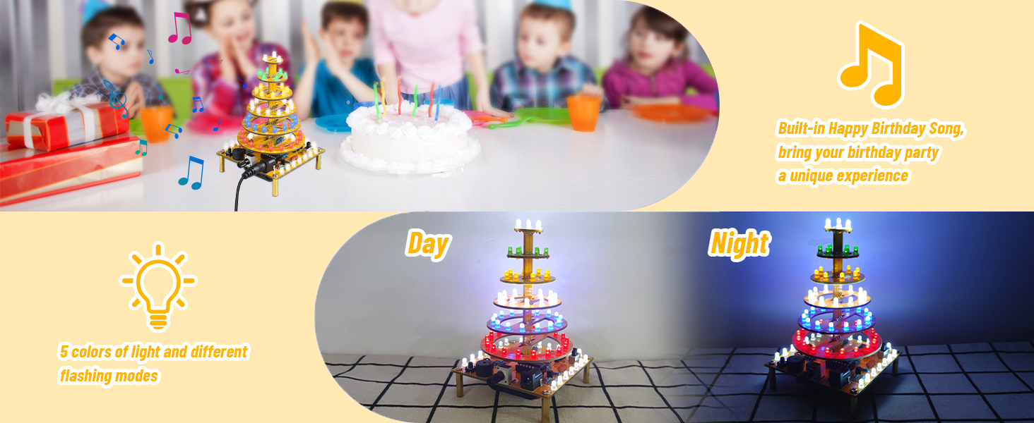 7 Tier Round Cake Tower With LED Flashing Lights