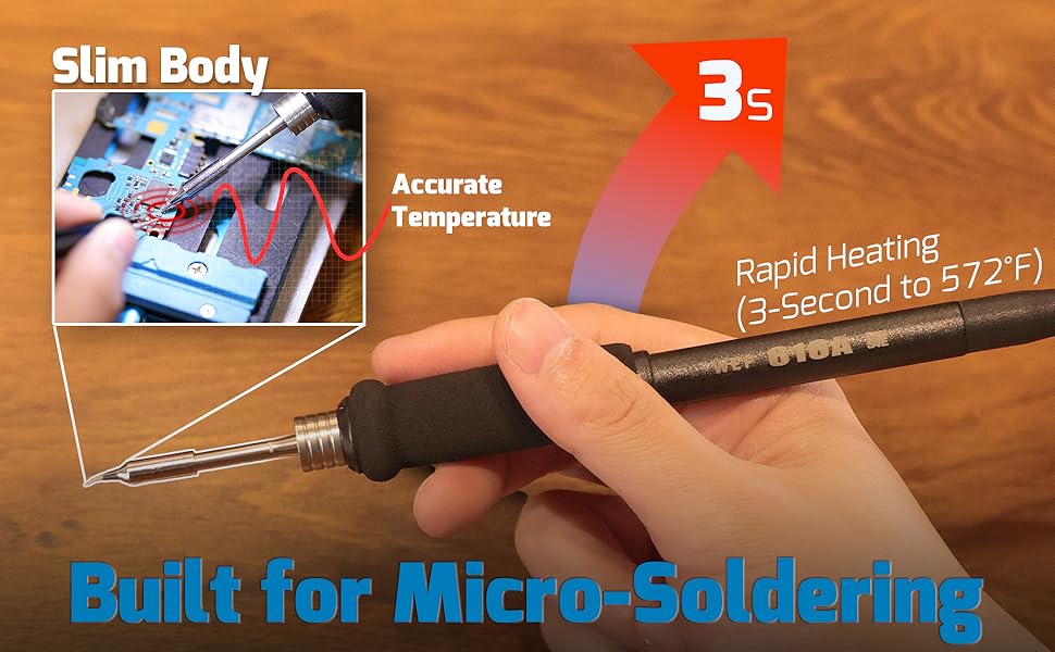 A soldering station is designed for micro-soldering