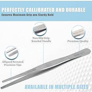 Premium Quality Stainless Steel Blunt Serrated LAB Medical Tweezer Suturing First Aid Emergency Tool