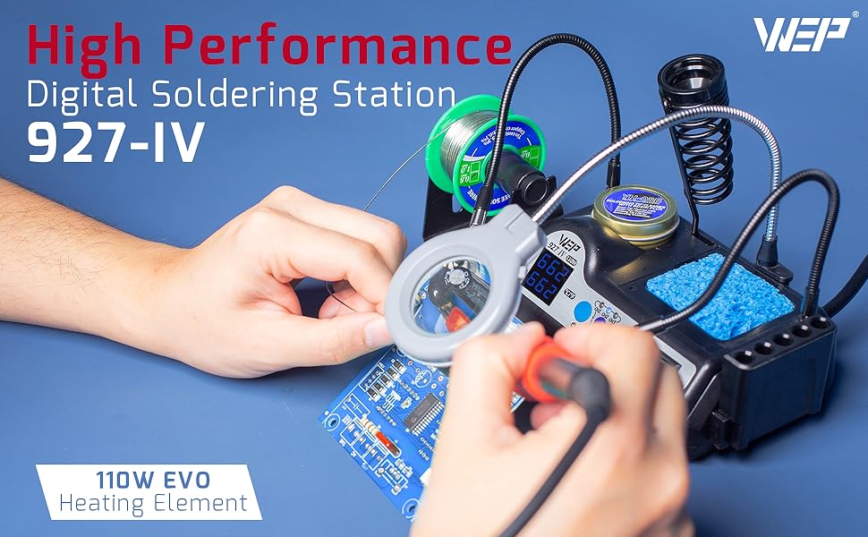 using the WEP 927-IV soldering station to solder resistors