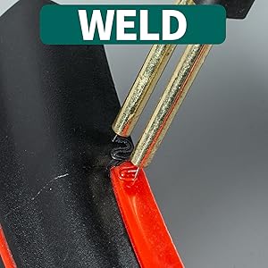 using the staple to weld plastic