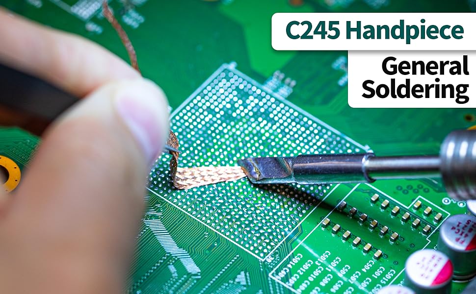 A man is using the C245 soldering cartridge to repair bga components