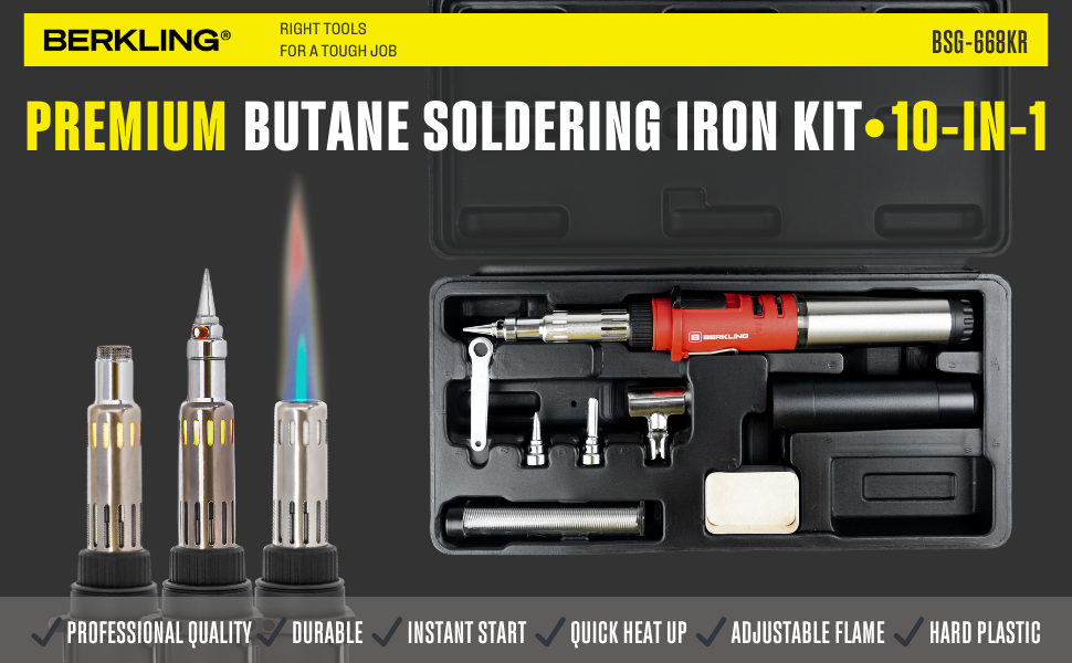 BSG-668KR Soldering Torch Kit - Soldering Iron, Mini Torch, Heat Blower, Solder Wire, Carrying Case